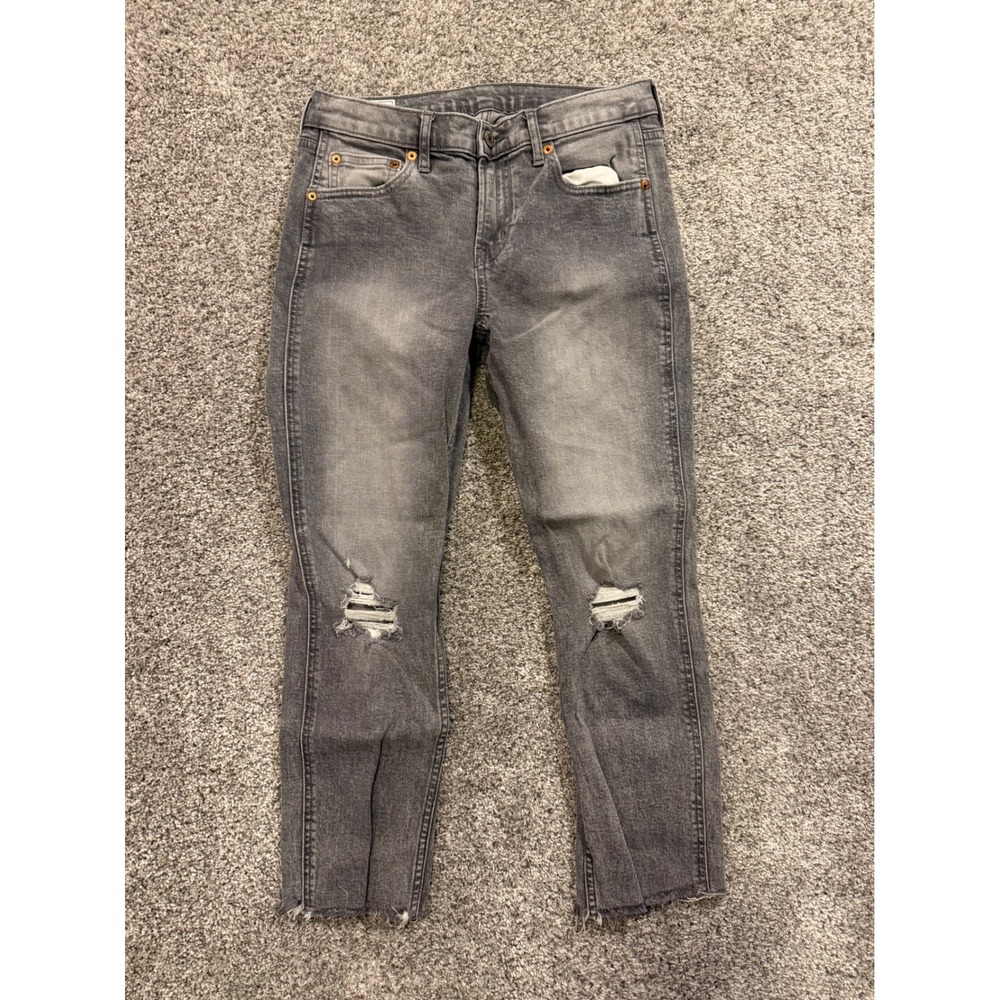 GAP Jeans Womens 27/4P Gray Vintage Slim Mid Rise Distressed Raw Hem